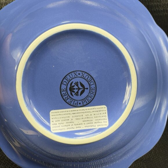 Pierre Deux Blue Ceramic Deep Dish Bowls Set 4 Beaded Edges Bowls Portugal VTG - Picture 8 of 16